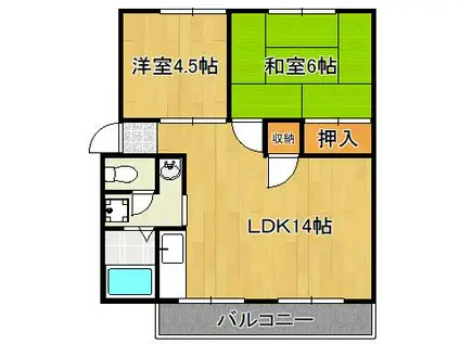 サンシティ栄A棟(2LDK/2階)の間取り写真