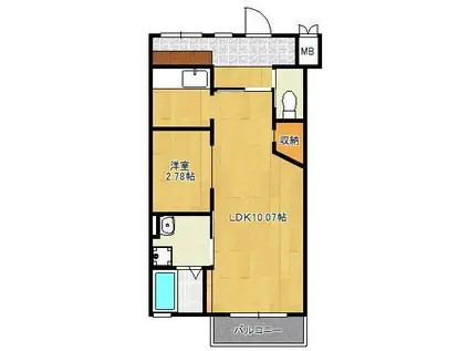 リオ セレッソ(1LDK/4階)の間取り写真