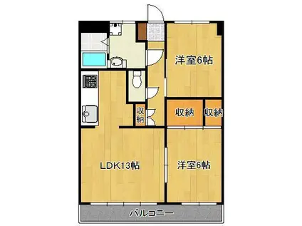 グレイス守恒駅前(2LDK/4階)の間取り写真