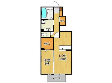 オリザ弥生(1LDK/1階)の間取り写真
