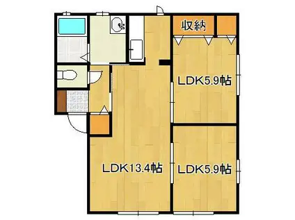 シャーメゾンみちC棟(2LDK/1階)の間取り写真