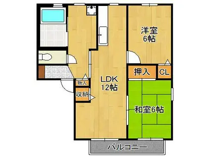 エヴァーグリーン紫の池 C棟(2LDK/2階)の間取り写真