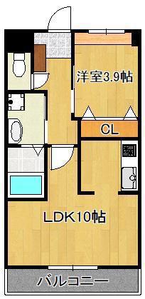 CALMハナ(1LDK/1階)の間取り写真