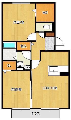 エクレールグランデB棟(2LDK/1階)の間取り写真