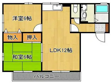 カメリア徳力(2LDK/2階)の間取り写真