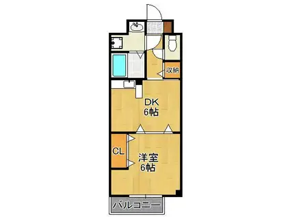 サンライフ徳力(1DK/2階)の間取り写真