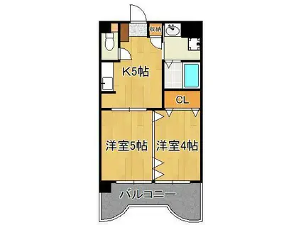 グランドフェニックス(2DK/1階)の間取り写真