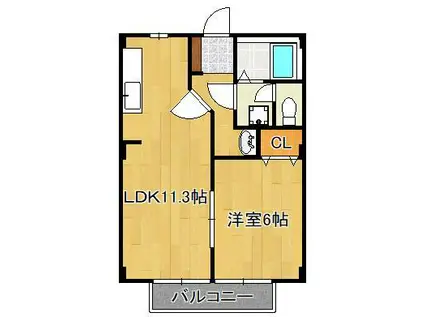 ファミールひいらぎB棟(1LDK/2階)の間取り写真