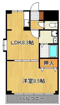 プリオールA(1LDK/3階)の間取り写真