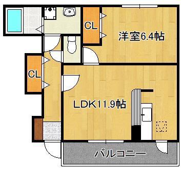 アルカンシエル・Y B(1LDK/1階)の間取り写真