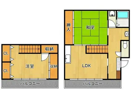 プレアール若園(2LDK/1階)の間取り写真