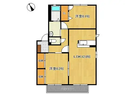 プランタン・蔵B棟(2LDK/2階)の間取り写真