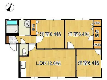 オー・ボアパティールⅡA棟(3LDK/1階)の間取り写真