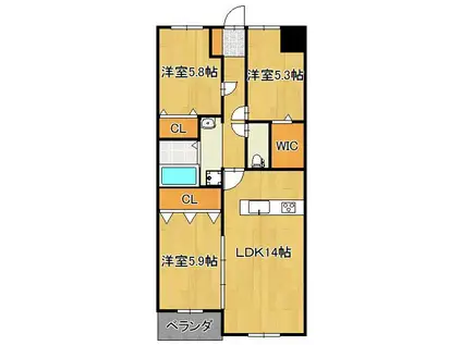 サンビル守恒(3LDK/3階)の間取り写真