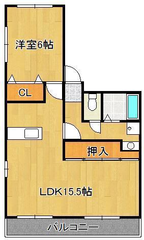 ハーベスト瓜生(1LDK/4階)の間取り写真