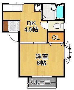 リバビューU(1DK/2階)の間取り写真