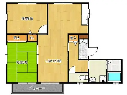 グローヴ・たかのⅡA棟(2LDK/2階)の間取り写真