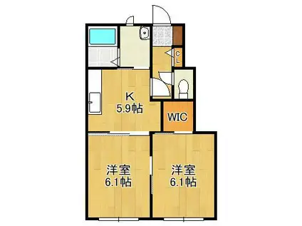 プレミールGさくら館A(2K/1階)の間取り写真