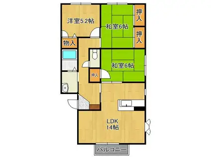 ソルジェンテ南方A棟(3LDK/1階)の間取り写真