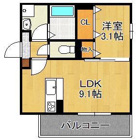 グランメゾン城野(1LDK/3階)の間取り写真