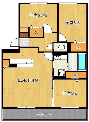 サンヒルズ守恒(3LDK/3階)の間取り写真