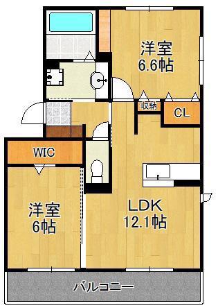 サンヒルズ守恒(2LDK/2階)の間取り写真