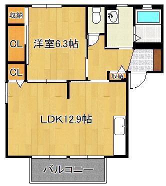 アイリス・HIROA棟(1LDK/1階)の間取り写真