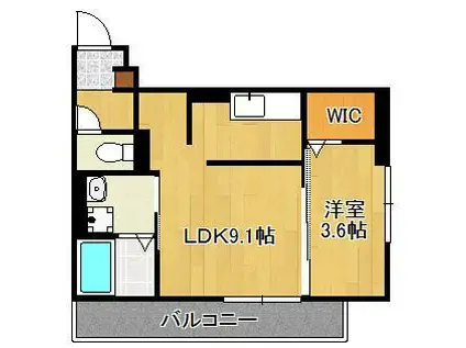 トレス城野貮番館(1LDK/2階)の間取り写真