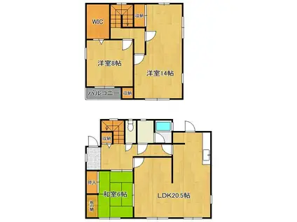 北九州高速鉄道 守恒駅 徒歩15分 2階建 築39年(3SLDK)の間取り写真