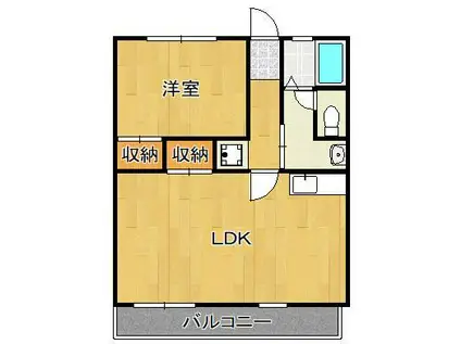 コーポ若二(1LDK/2階)の間取り写真
