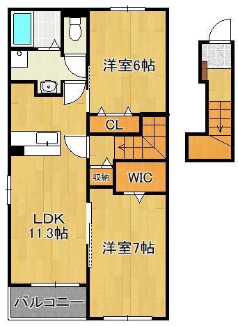 アメニティハウス(2LDK/2階)の間取り写真