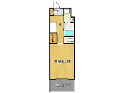 アミュゼ城野(1K/2階)の間取り写真