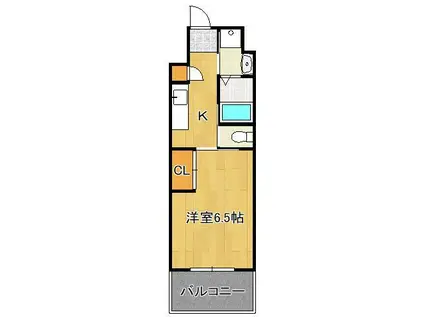 アミュゼ城野(1K/6階)の間取り写真