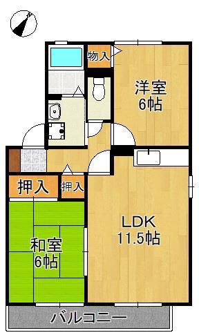 ベルメゾン333(2LDK/2階)の間取り写真