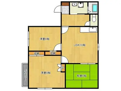サンエル城野(3LDK/2階)の間取り写真