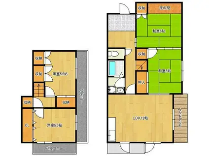 日豊本線 安部山公園駅 徒歩11分 2階建 築37年(4LDK)の間取り写真