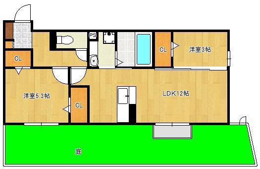 D-ROOM南方(2LDK/1階)の間取り写真