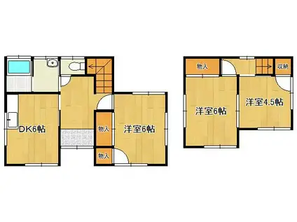 北九州高速鉄道 城野駅(北九州モノレール) 徒歩5分 2階建 築53年(3DK)の間取り写真