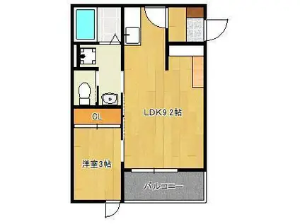 STORIA北方(1LDK/2階)の間取り写真