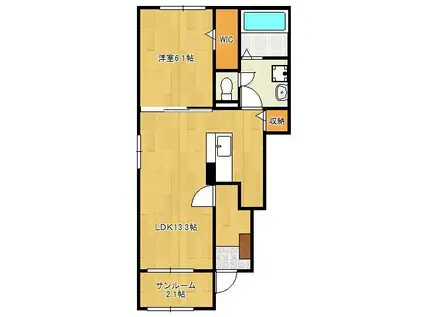 カーサ セレノ(1LDK/1階)の間取り写真