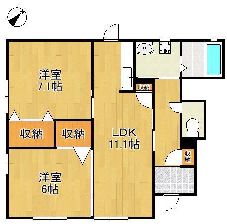 シャーメゾン長尾(2LDK/1階)の間取り写真