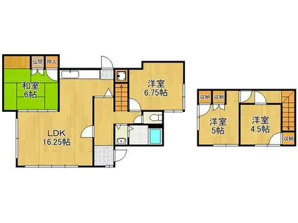 北九州高速鉄道 徳力嵐山口駅 徒歩20分 2階建 築51年(4LDK)の間取り写真