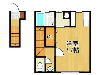 サムゴールド(ワンルーム/2階)の間取り写真