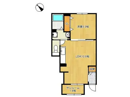 ルシオール(1LDK/1階)の間取り写真