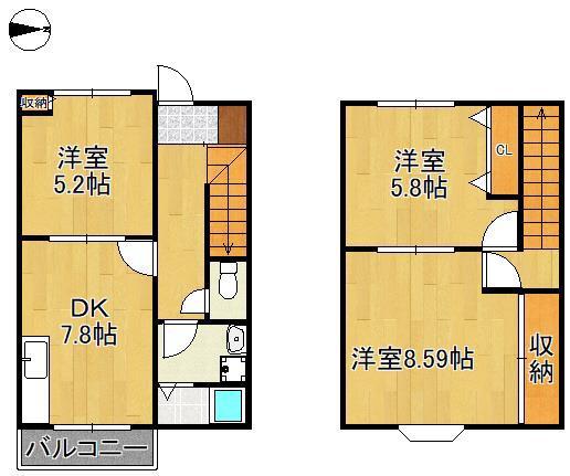 コーポおおば(3DK/1階)の間取り写真