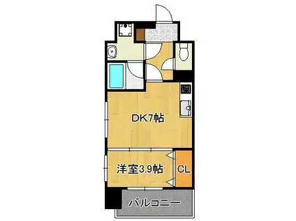 ルネッサンス21小倉東(1DK/4階)の間取り写真
