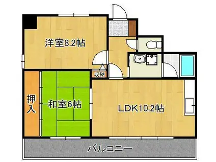朝日イーストビル(2LDK/3階)の間取り写真
