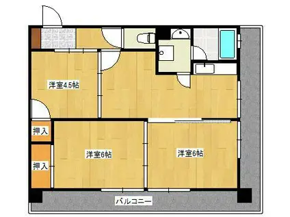 ベスト興産ビル(3DK/6階)の間取り写真
