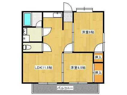 ベスト興産ビル(2LDK/6階)の間取り写真