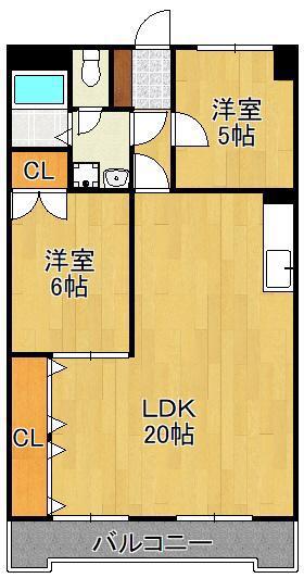 第10岡部ビル(2LDK/4階)の間取り写真